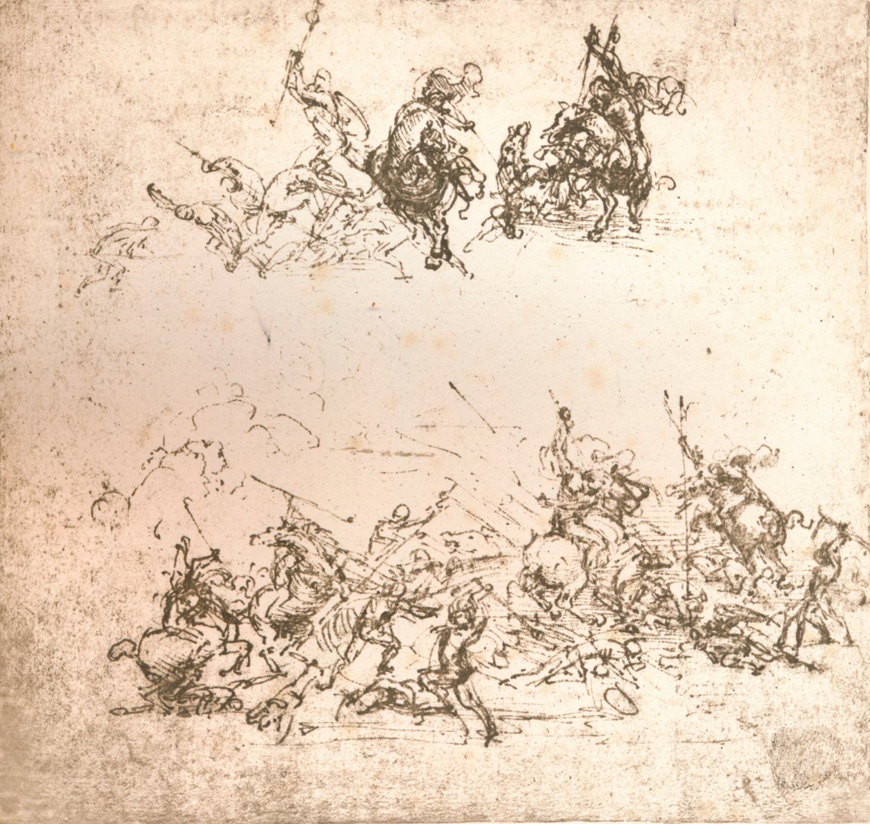 Tanulmány az anghiari csata rajzfilmjéhez, c1472-c1505 1883 alkotó: Leonardo da Vinci