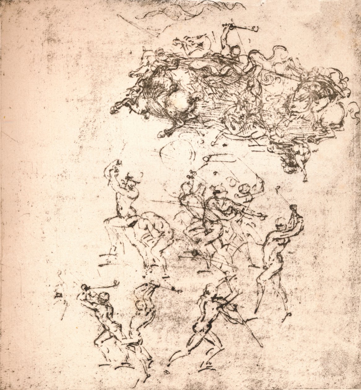 Tanulmány az Anghiari csata rajzfilmjéhez, c1472-c1505 1883 alkotó: Leonardo da Vinci