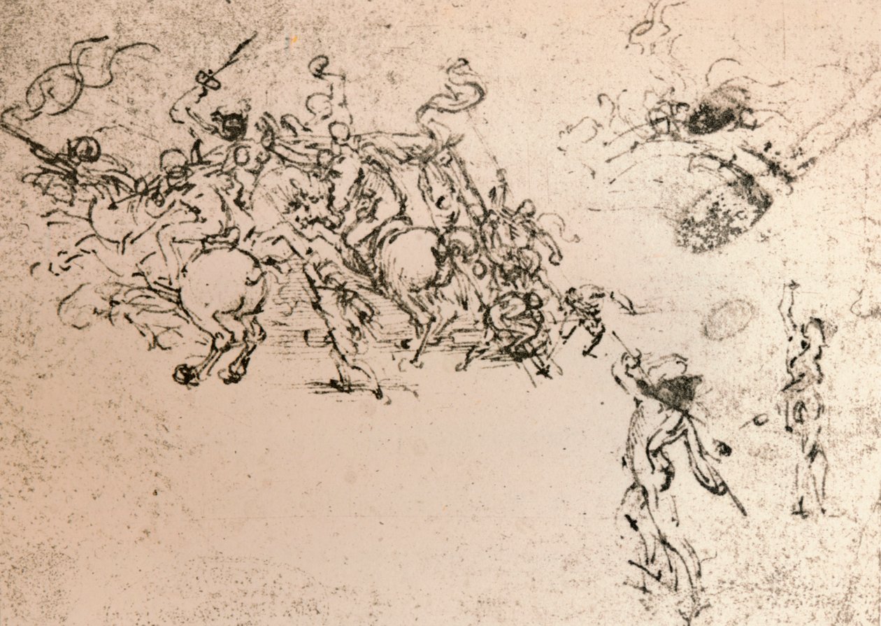 Tanulmány az anghiari csata rajzfilmjéhez, c1472-c1505 1883 alkotó: Leonardo da Vinci