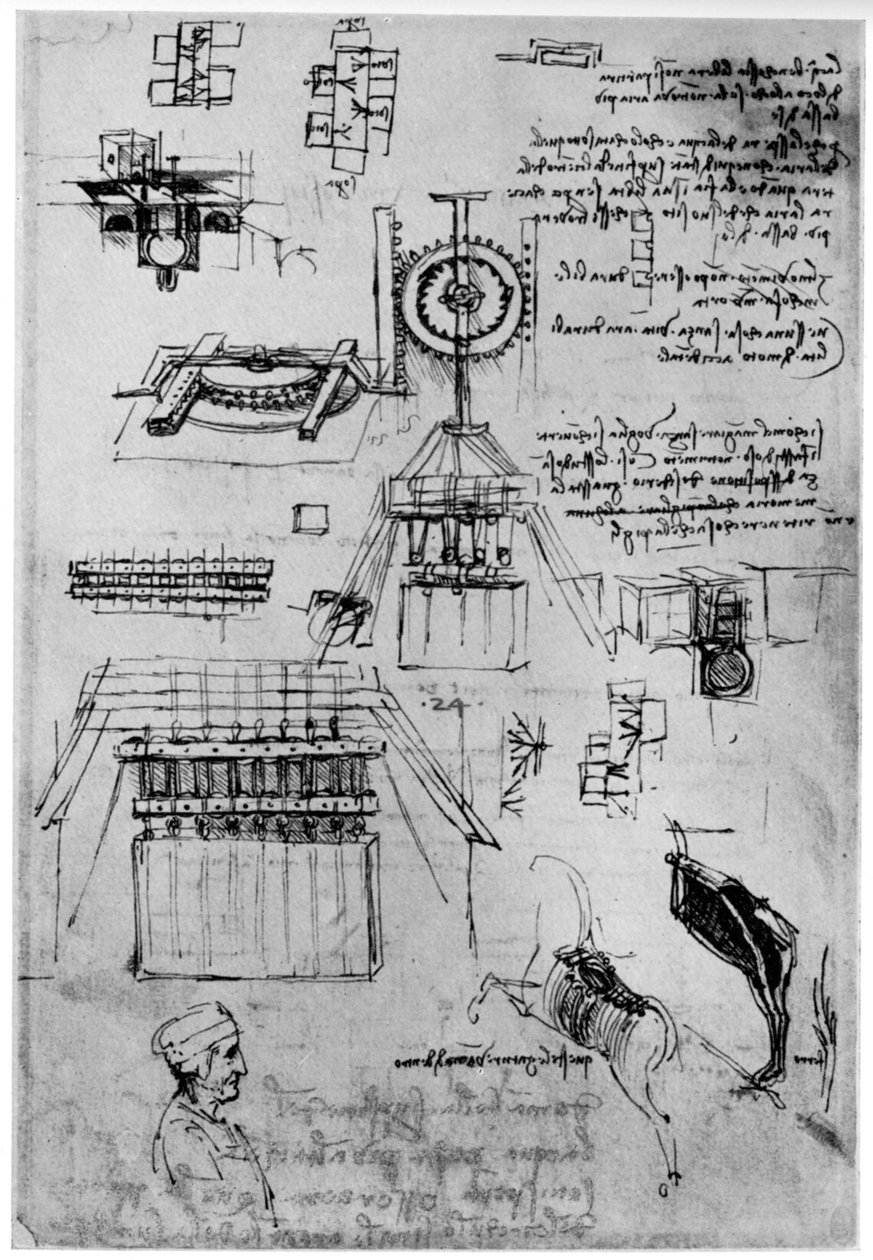 Tanulmány a Sforza-emlékmű öntéséhez, c1493 1954 alkotó: Leonardo da Vinci