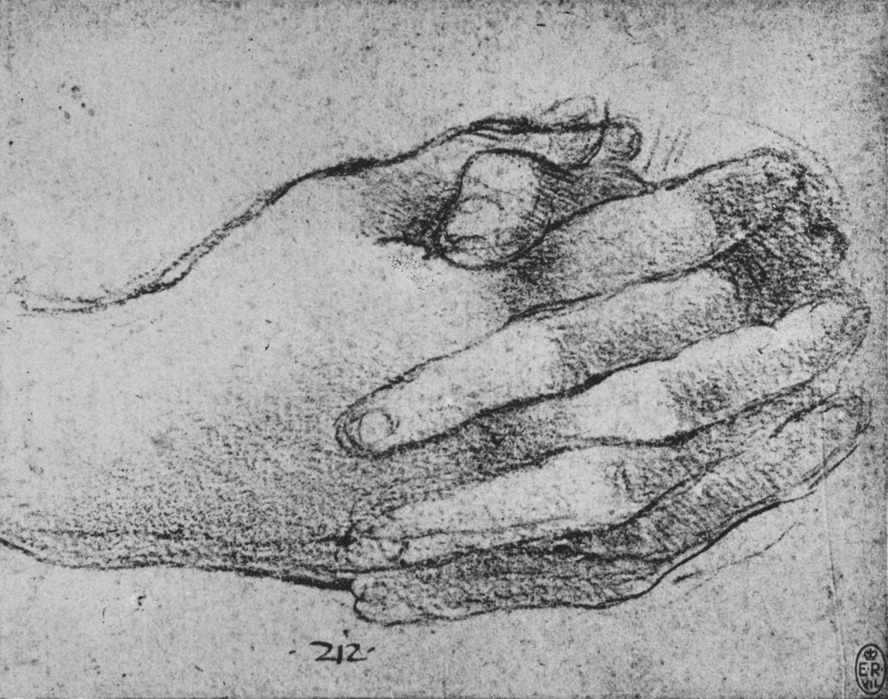 Tanulmány az összekulcsolt kezekről, c1480, 1945 alkotó: Leonardo da Vinci