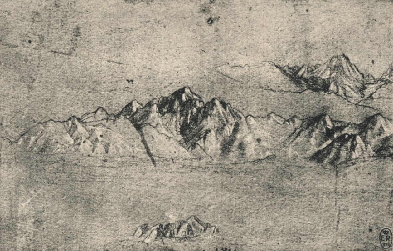 Study of Mountain Ranges, c1480, 1945 alkotó: Leonardo da Vinci