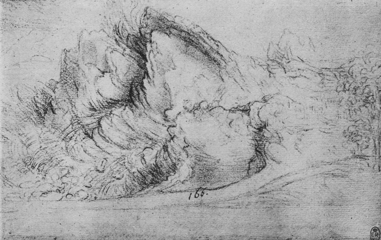 Study of Rock Formations, c1480, 1945 alkotó: Leonardo da Vinci