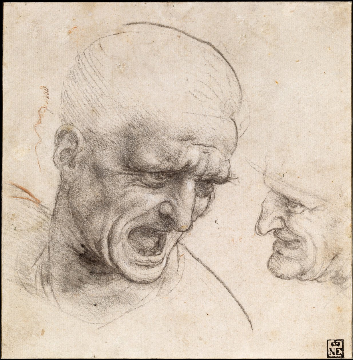 Tanulmány két harcosról" Fej az Anghiari csatához, 1504-05 alkotó: Leonardo da Vinci