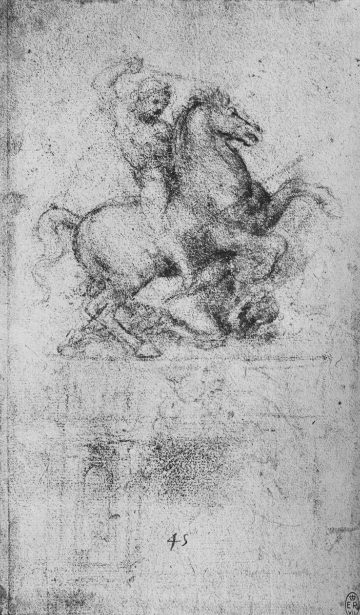 Tanulmány egy lovas emlékműről, c1480 1945 alkotó: Leonardo da Vinci