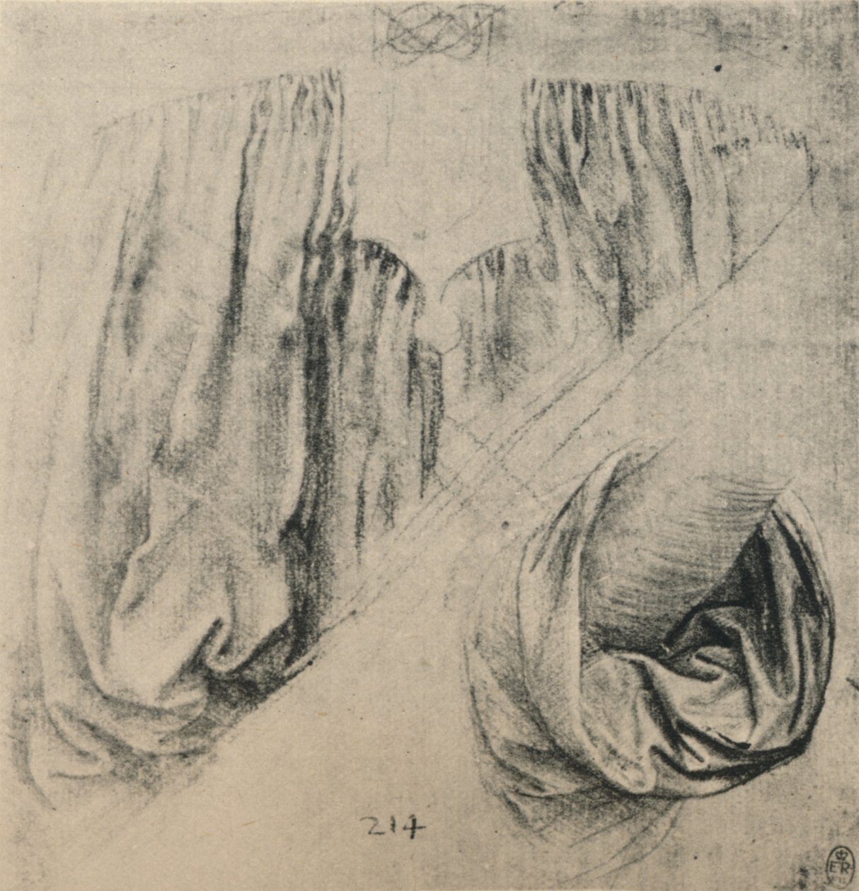 Tanulmány egy ruha elejéről és egy ujjáról, c1480 1945 alkotó: Leonardo da Vinci