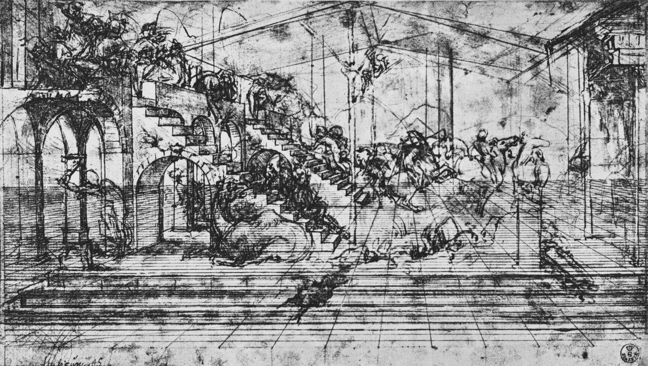 Tanulmány a mágusimádat hátterének perspektívájáról, 1481 1945 alkotó: Leonardo da Vinci