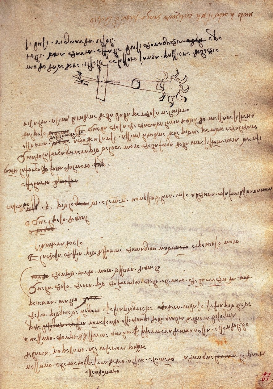A napfogyatkozás megfigyelésének technikájának tanulmányozása, Codex Trivulzianus alkotó: Leonardo da Vinci