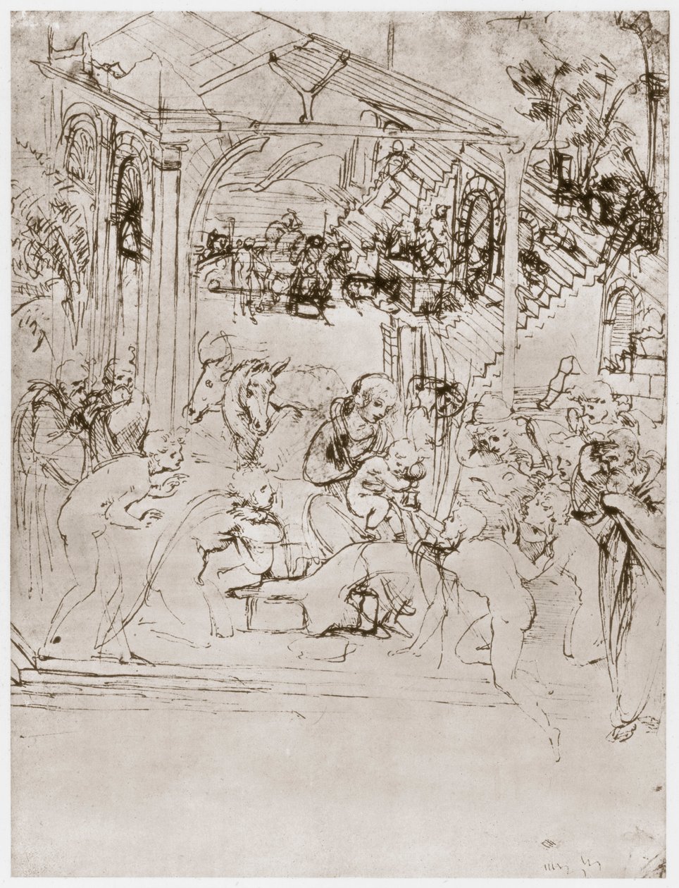 A királyok imádása, 1480 alkotó: Leonardo da Vinci