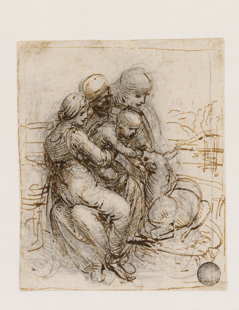 Szűz és gyermek Metterza Szent Annával, c. 1501. alkotó: Leonardo da Vinci