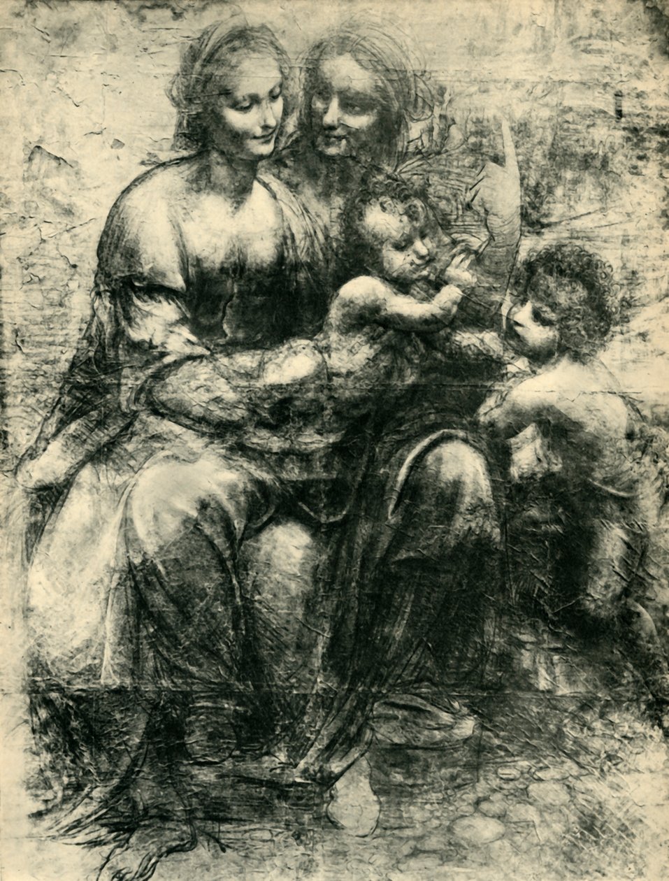 Szűz és gyermek Szent Annával és Keresztelő Szent Jánossal, 1499-1500, 1943. alkotó: Leonardo da Vinci