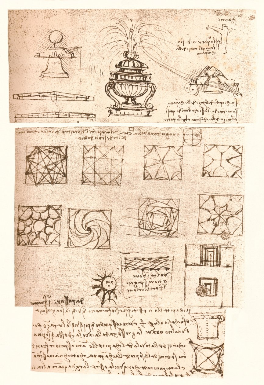 Három építészeti rajz, c1472-c1519 1883 alkotó: Leonardo da Vinci