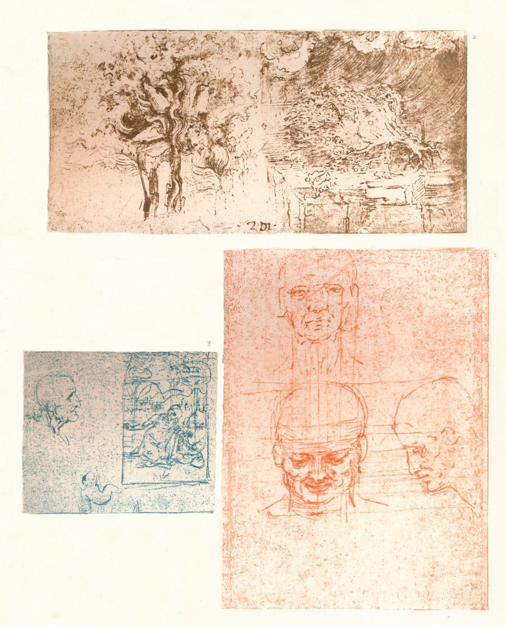 Három rajz, c1472-c1519 1883 alkotó: Leonardo da Vinci