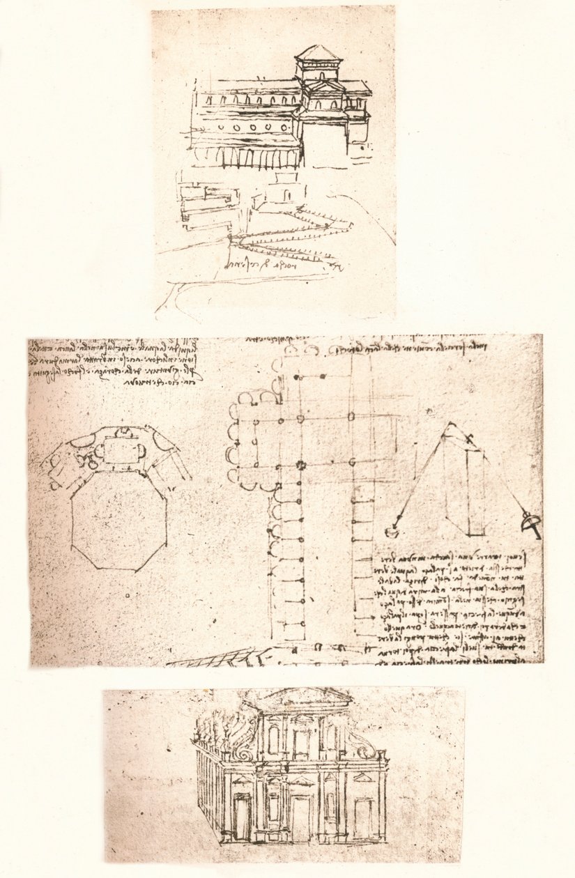 Három templomrajz, c1472-c1519 1883 alkotó: Leonardo da Vinci