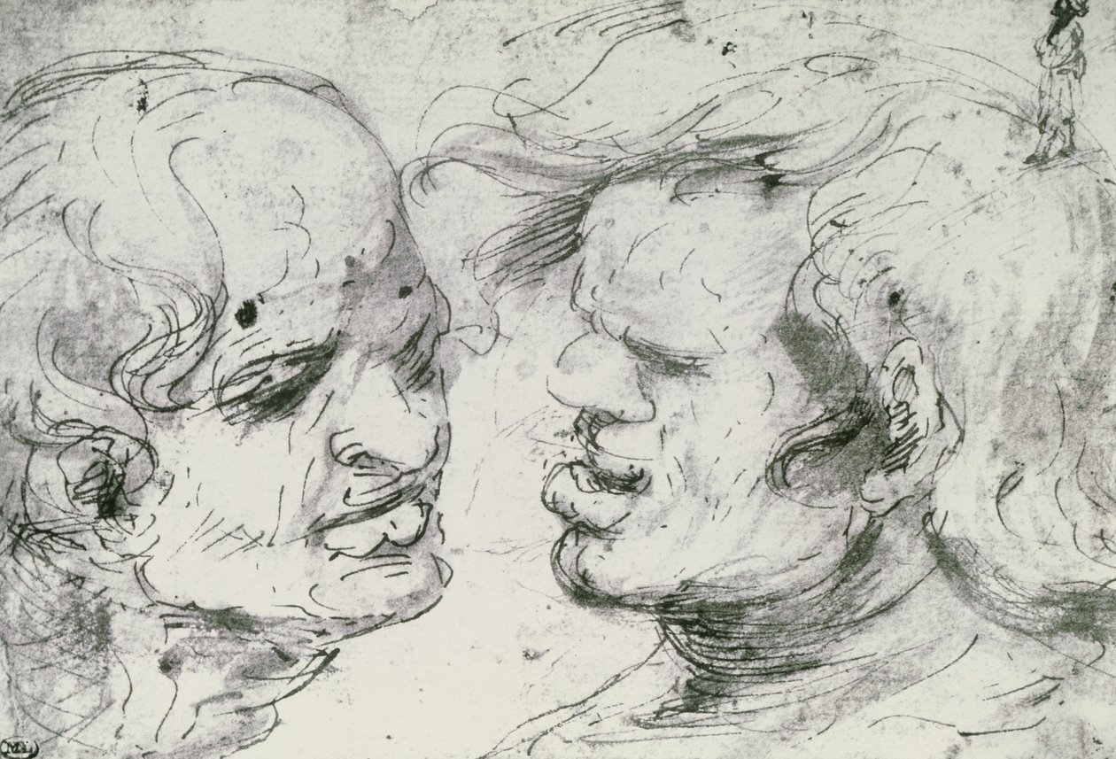 Két fej (toll és tinta papíron) alkotó: Leonardo da Vinci