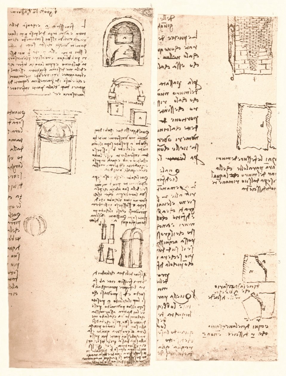 Két építészeti rajz, c1472-c1519 1883 alkotó: Leonardo da Vinci