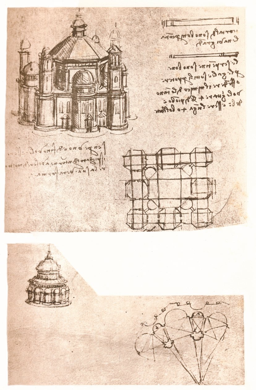 Két templomrajz, c1472-c1519 1883 alkotó: Leonardo da Vinci