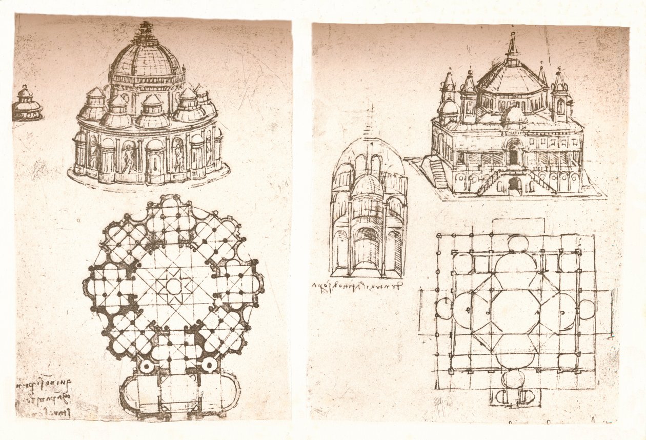 Két templomrajz, c1472-c1519 1883 alkotó: Leonardo da Vinci