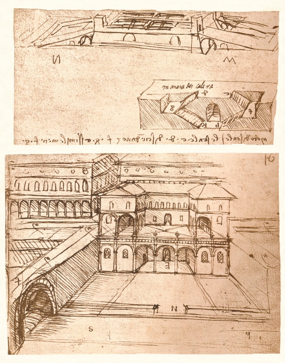 Két városi tervrajz, c1472-c1519 1883 alkotó: Leonardo da Vinci