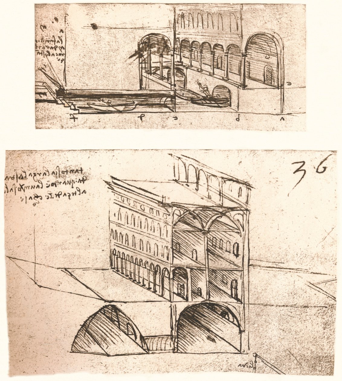 Két csatornaterv egy városban, c1472-c1519 1883 alkotó: Leonardo da Vinci