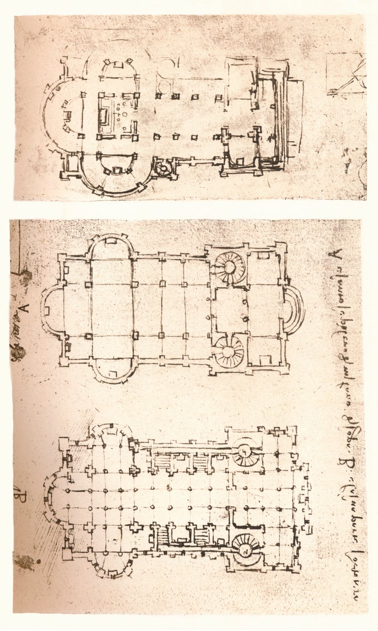 Két templomterv, c1472-c1519 1883 alkotó: Leonardo da Vinci