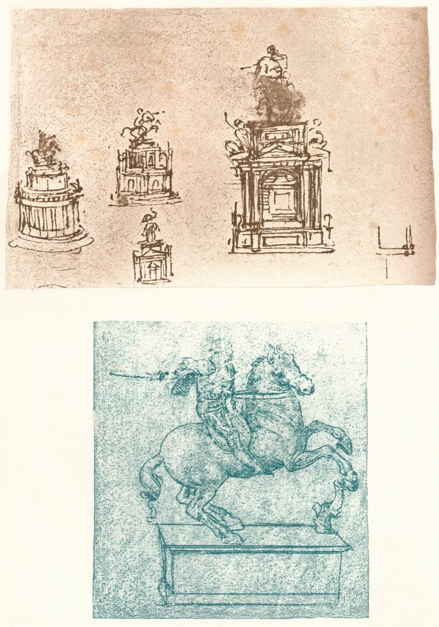 Két előkészítő tanulmány a Sforza-emlékműhöz, c1482-c1499 1883 alkotó: Leonardo da Vinci