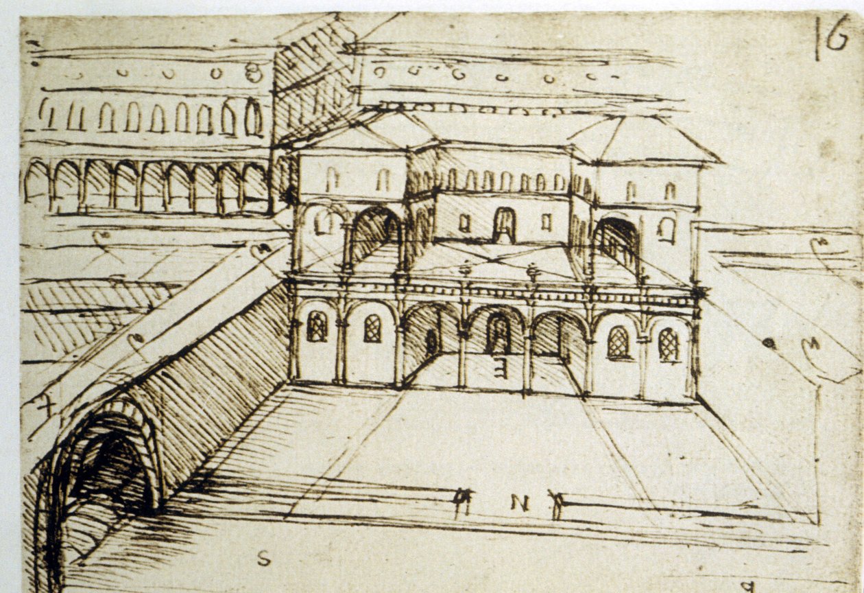 Várostervezés: Leonardo da Vinci (Leonardo da Vinci) építészeti terve (16) alkotó: Leonardo da Vinci