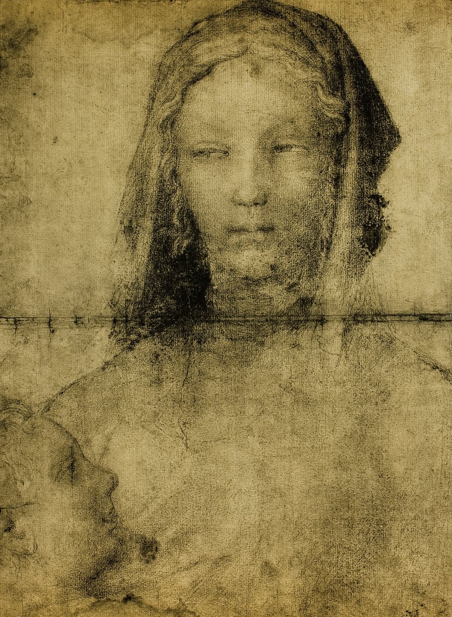Tanulmány a Szűznek; rajz a Leonardo Iskolából. Louvre, Párizs alkotó: Leonardo da school of Vinci