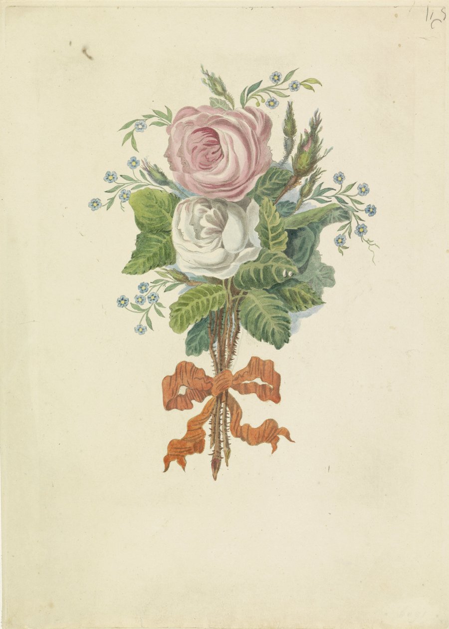 Rózsák a királyi család sziluettjeivel, 1816 alkotó: Leonardus Schweickhardt