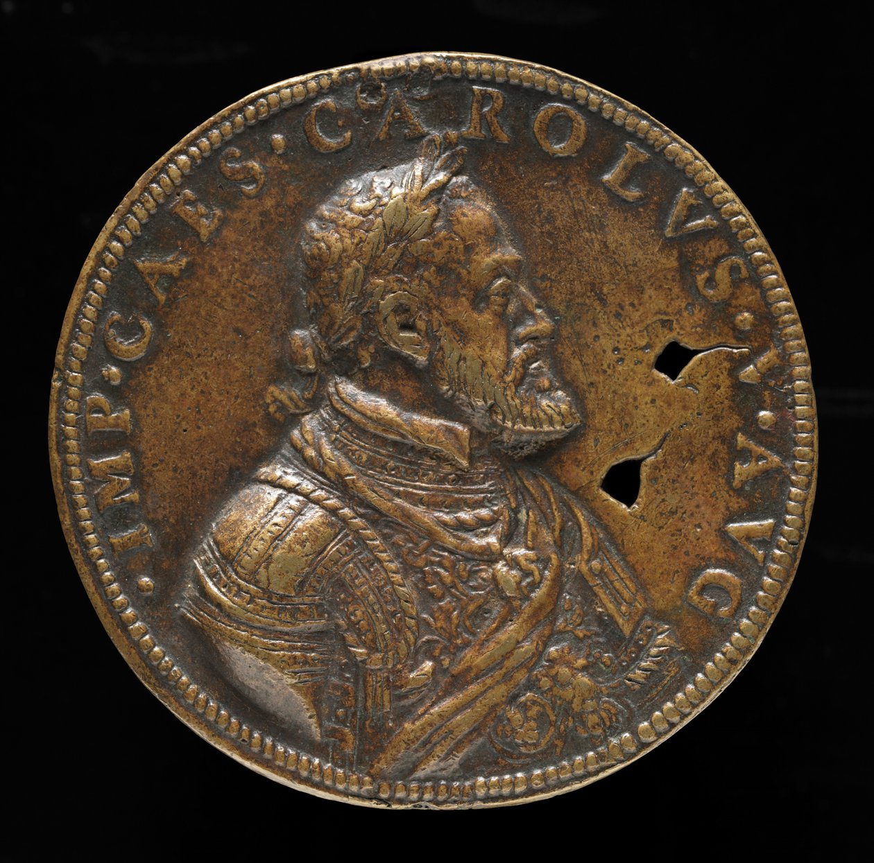 V. Károly, 1500-1558, spanyol király 1516-1556, Szent-római császár 1519 [előlap], 1547 vagy utána. alkotó: Leone Leoni