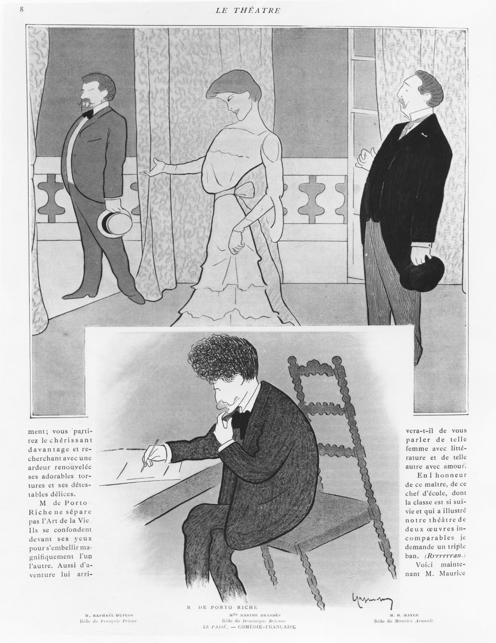 Georges de Porto-Riche „La Passé” című darabjának karikatúrája alkotó: Leonetto Cappiello
