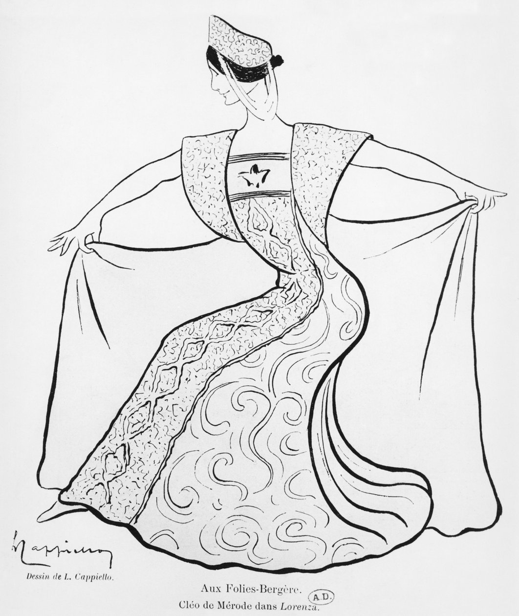 Cleo de Merode a „Lorenza” balettpantomimben a Folies Bergere-ben, Párizs, 1901 alkotó: Leonetto Cappiello