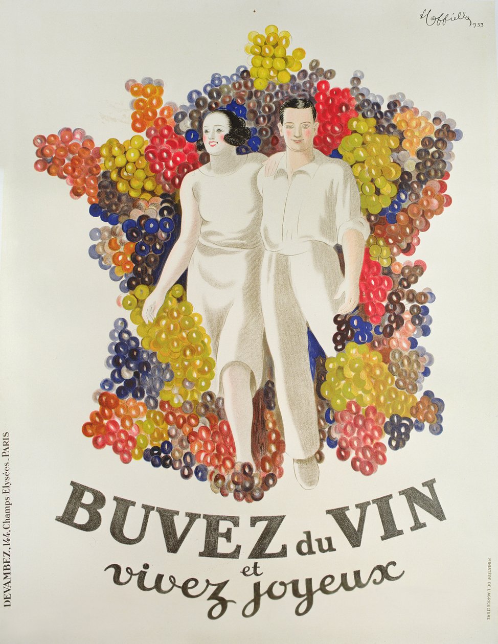 "Igyál bort, élj örömmel", bort népszerűsítő plakát, 1933 alkotó: Leonetto Cappiello