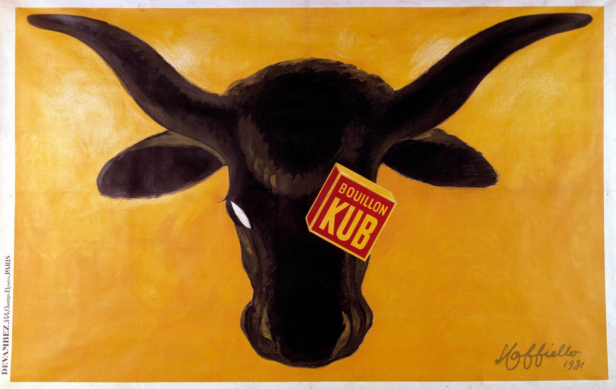 Kub húsleves reklámplakátja egy fej marhahússal. 1931. Illusztráció: Leonetto Cappiello (1875-1942) Párizs, díszítőművészet alkotó: Leonetto Cappiello