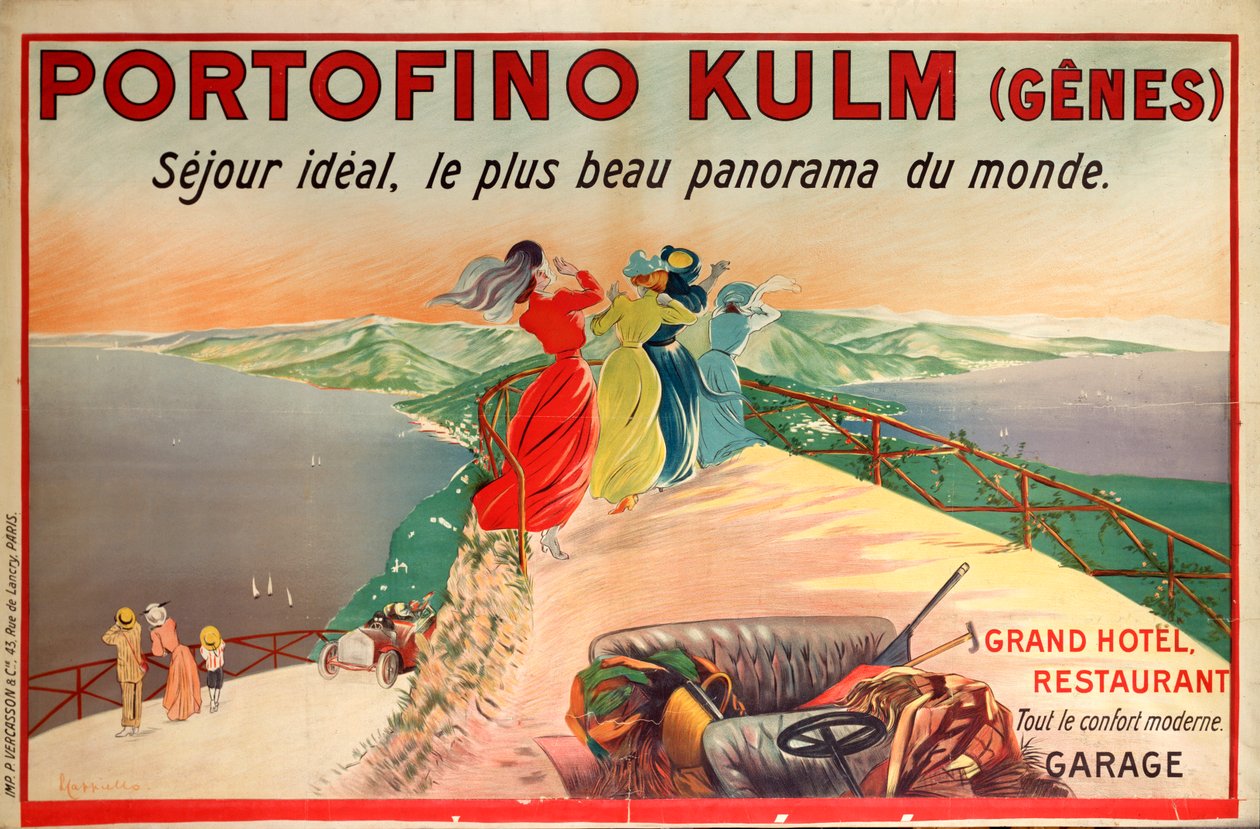 A Portofino Kulm Hotel reklámplakátja Camogliban, Olaszországban, XX. alkotó: Leonetto Cappiello