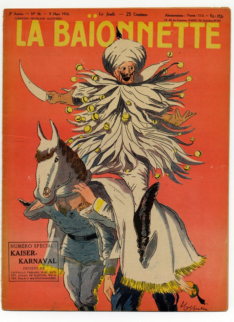 A „La Baionnette” címlapja, színekben szatirikus alkotó: Leonetto Cappiello