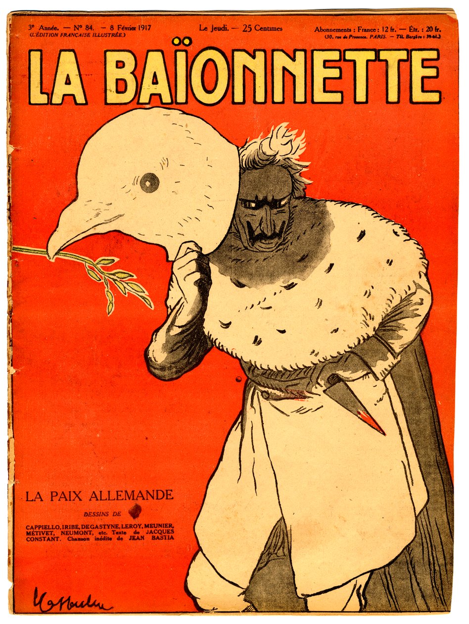 A „La Baionnette” címlapja, színekben szatirikus alkotó: Leonetto Cappiello