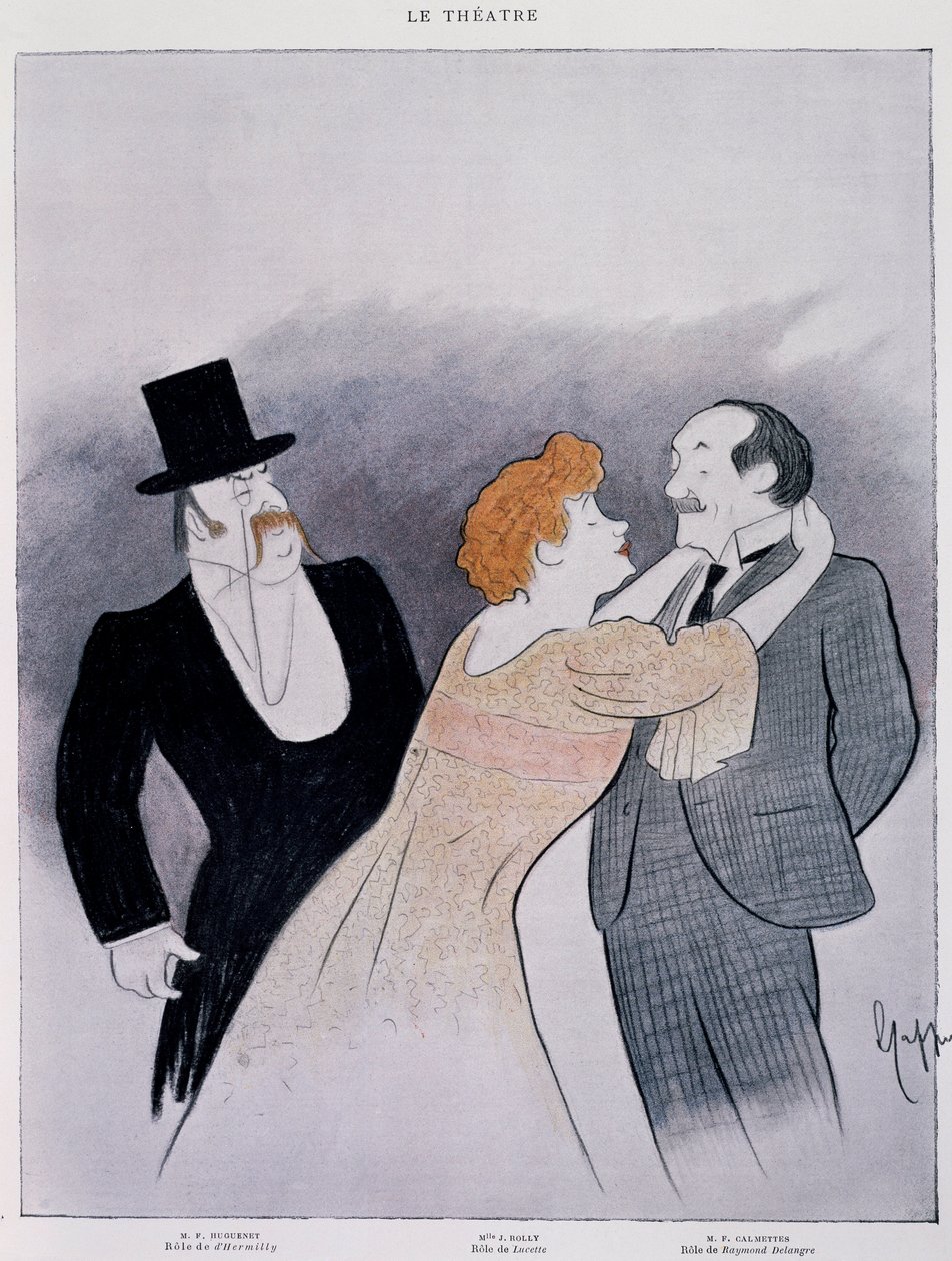 Rajz Pierre Wolff "le Secret de Polichinelle" című darabjából - kivonat a Le Theater magazinból alkotó: Leonetto Cappiello