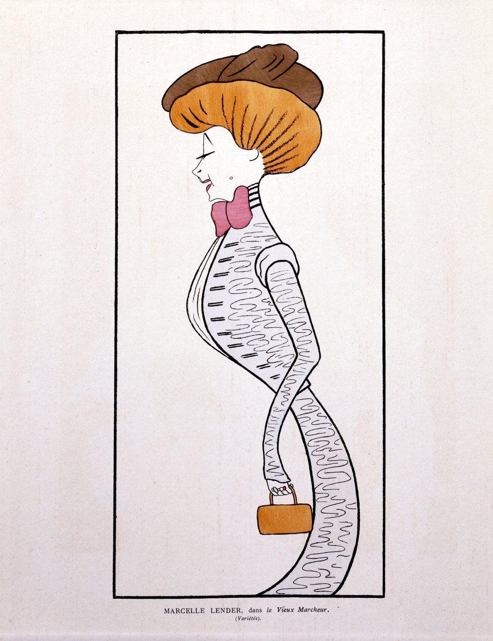 Marcelle Lender, a "Le Vieux Marcheur" című karikatúrában. alkotó: Leonetto Cappiello