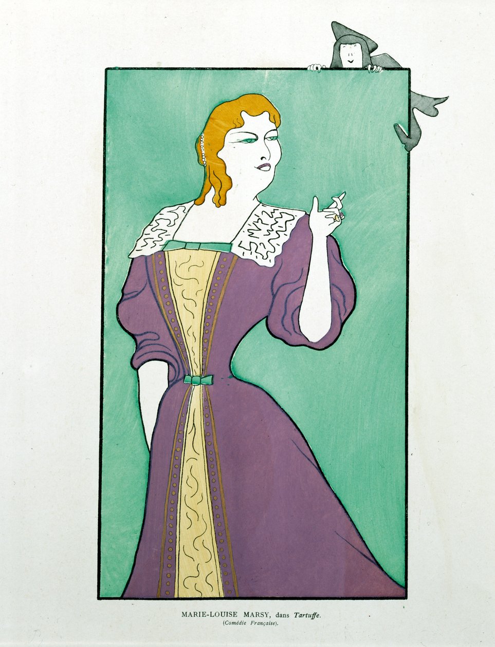 Marie-Louise Marsy a "Tartuffe"-ben, karikatúra alkotó: Leonetto Cappiello
