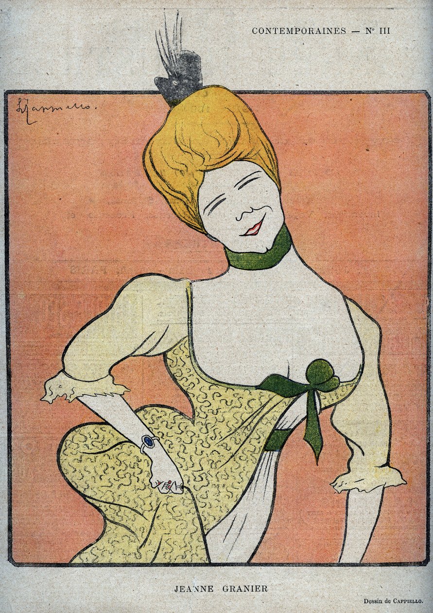 Jeanne Granier (1852-1939) francia komikus portréja – Leonetto Cappiello (1875-1942) rajza az 1898-as „The Rire”-ben alkotó: Leonetto Cappiello