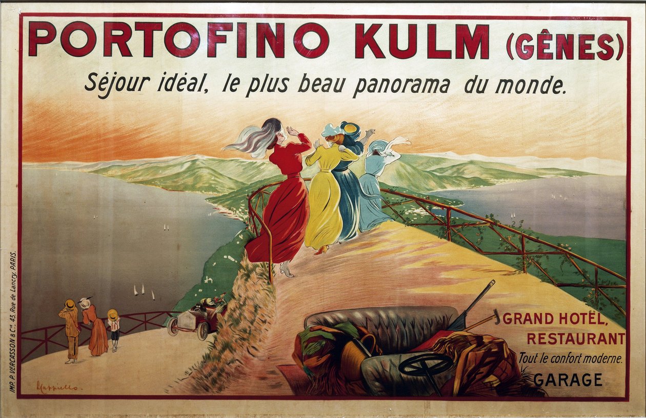 Plakátok, XX. század. Portofino hotel hirdetése. Portofino Kulm (Gének) (plakát) alkotó: Leonetto Cappiello
