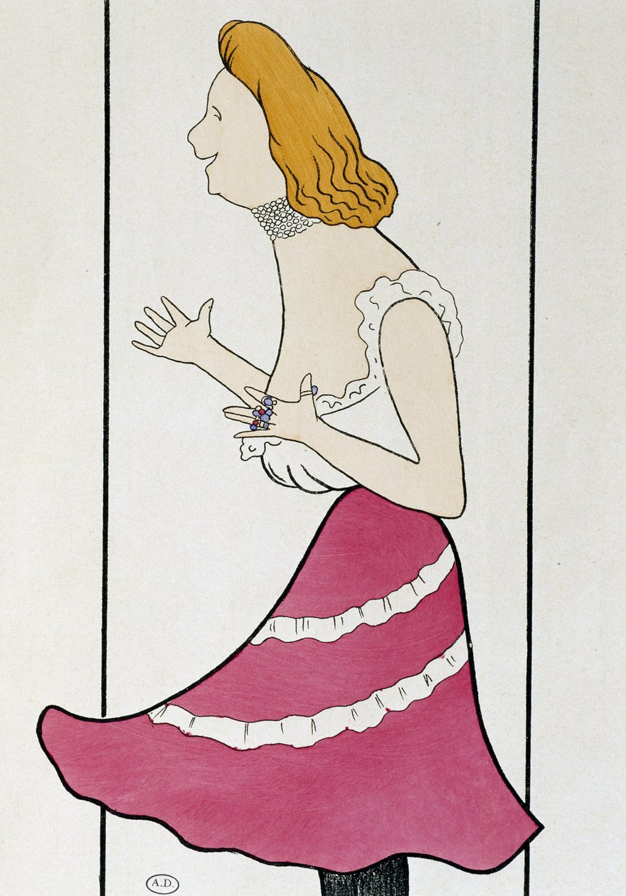 Mademoiselle Cassive színésznő a La Dame de Chez Maximben, Georges Feydeau (1862-1921), karikatúra 1899 (rajz) alkotó: Leonetto Cappiello