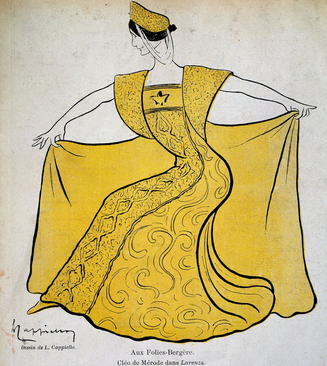 A táncos Cleo a Lorenza balettpantomimben a Folies Bergere-ben alkotó: Leonetto Cappiello