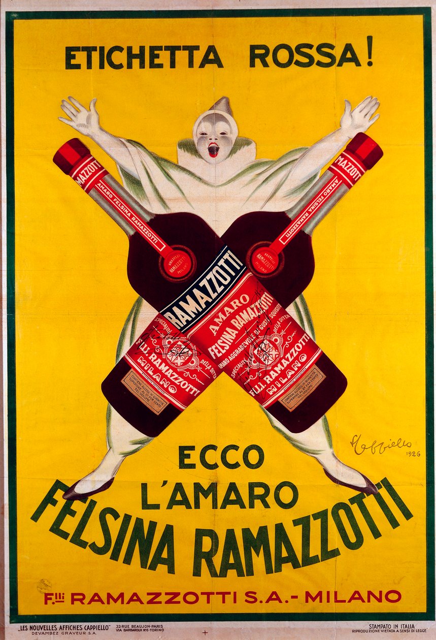 plakát az Amaro (Amer) felsina Ramazzotti italhoz alkotó: Leonetto Cappiello