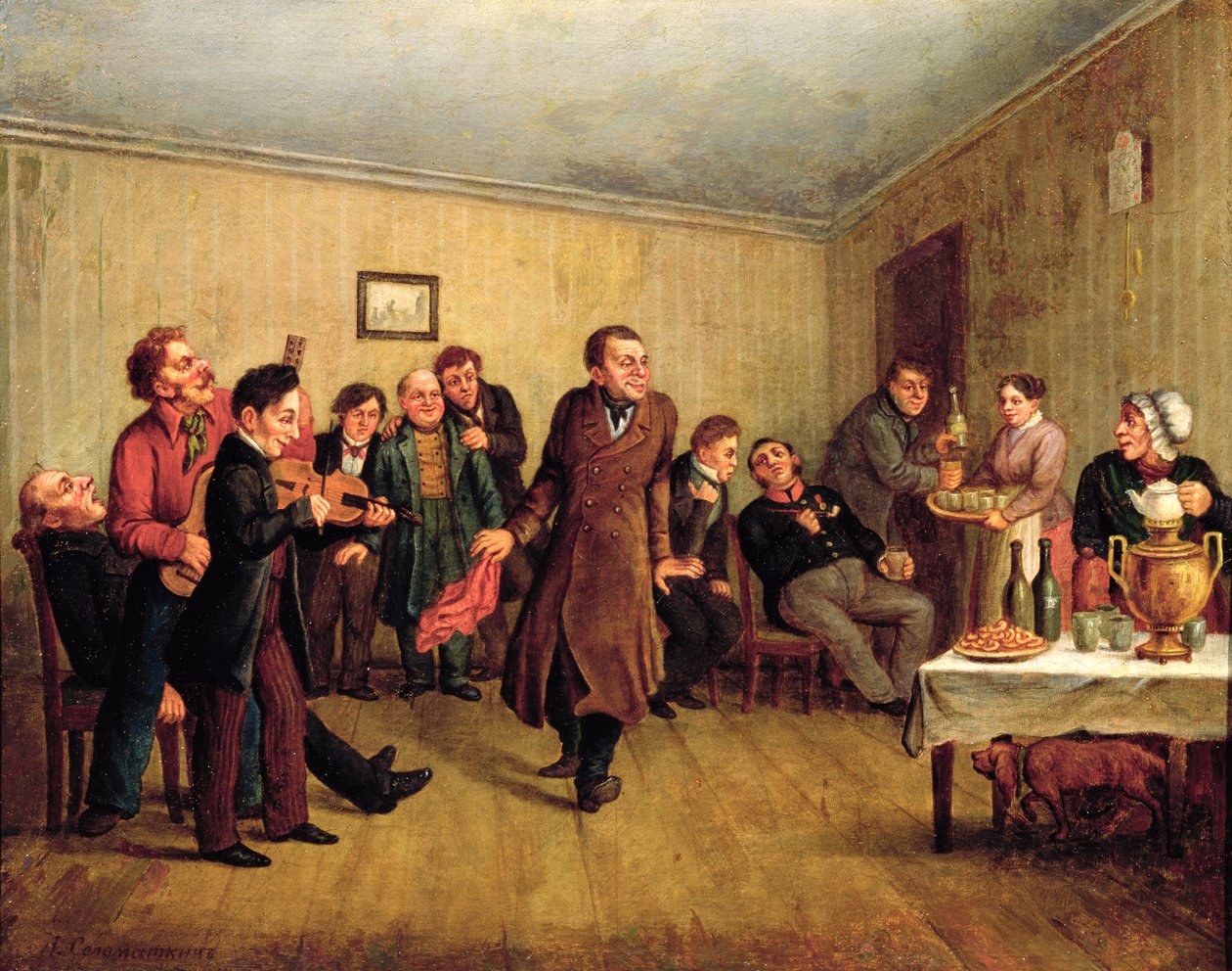 Egy kereskedő esti buli alkotó: Leonid Ivanovich Solomatkin