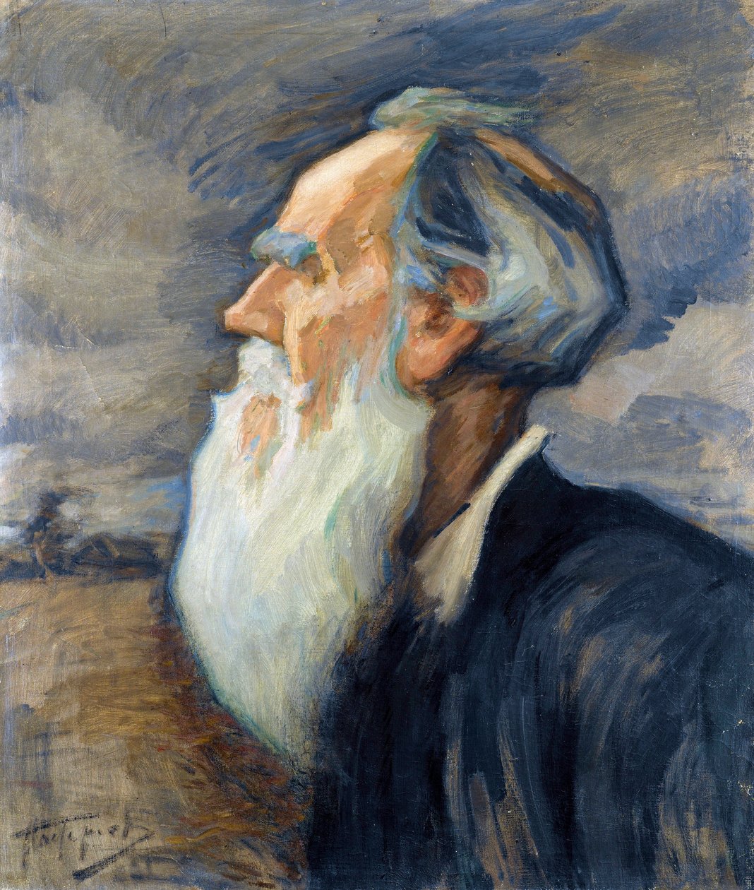 ""Az író Leon Tolsztoj (1828-1910) (Lev Tolsztoj portréja) Leonyid Oszipovics Paszternak (1862-1945) festménye, - Olaj, vászon, 77,5x66 Magángyűjtemény alkotó: Leonid Osipovic Pasternak