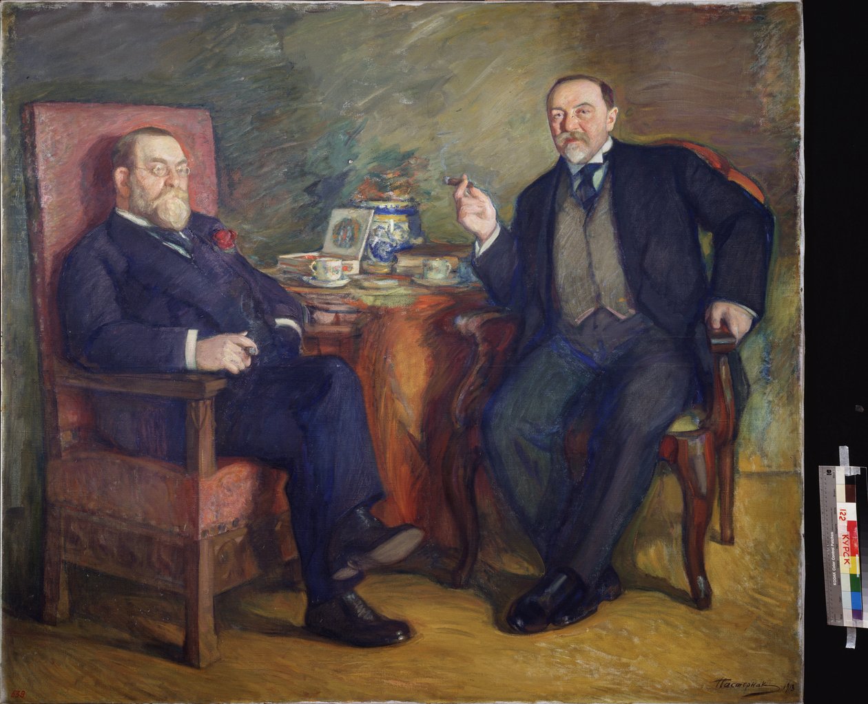 Tea idő. Ossip Cetlin és David Wyssotski gyűjtők portréi. Leonyid Oszipovics Paszternak (1862-1945) festménye, tempera, vászon alkotó: Leonid Osipovic Pasternak
