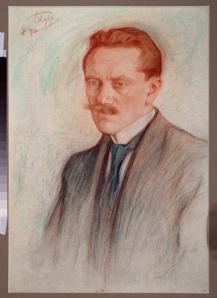 Jurgis Baltrusaitis (1873-1944) költő portréja. Leonyid Oszipovics Paszternak (1862-1945) szangvinikus és kréta munkája papíron alkotó: Leonid Osipovic Pasternak