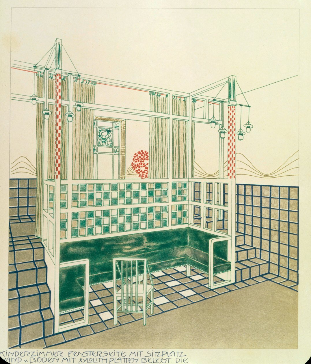 Gyerekszoba teljesen mosható felületekkel, Bauer, Leoppold (1872-1953). kiadó: Alexander Koch, Darmstadt, 1902. alkotó: Leopold Bauer